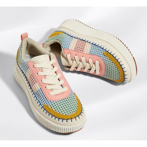 Lucky Step Women Multi Rhinestone Sparkly Chunky Retro Braided Casual Sneakers - Picture 5 of 9